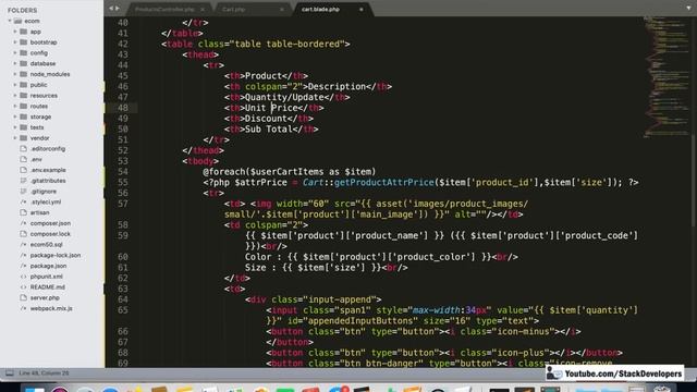 #87 Make E-com Website in Laravel 8 | Shopping Cart (III) | Show Cart Items with Size wise Price смотреть онлайн