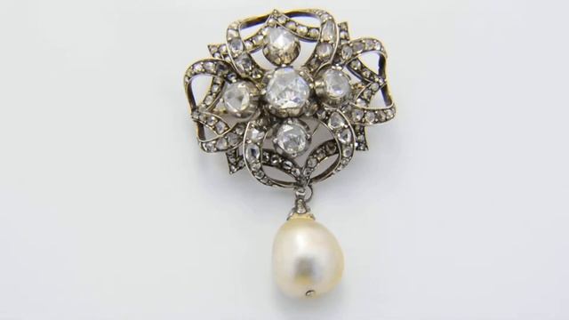 Natural pearl and rose diamond pendant for sale смотреть онлайн