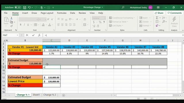 Percentage Change Calculation in Excel - Lesson 5 смотреть онлайн