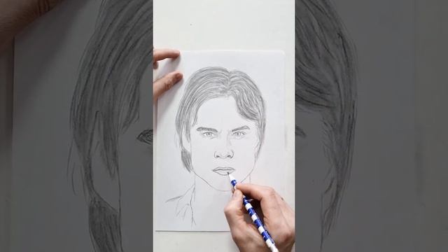 Как нарисовать Йен Сомерхолдер (Draw Ian Somerhalder), рисунок карандашом Деймон Сальваторе