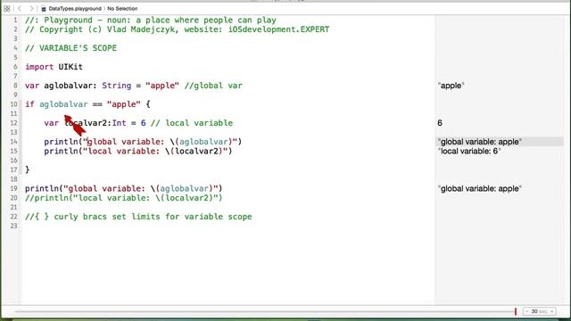 iOS Swift lesson 18 - Local and global variables in Swift смотреть онлайн