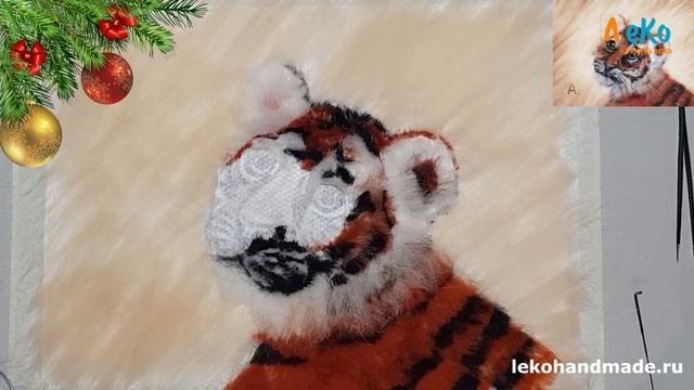 Новогодний мастер-класс. Картина из шерсти. Символ 2022 года. Тигр. смотреть онлайн