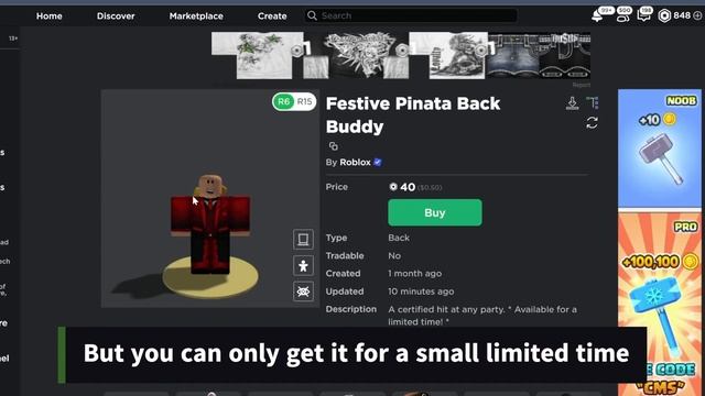 HOW TO GET THE "Festive Pinata Back Buddy" ON ROBLOX! (Item has effect) смотреть онлайн