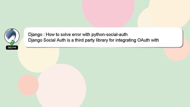 Django : How to solve error with python-social-auth смотреть онлайн
