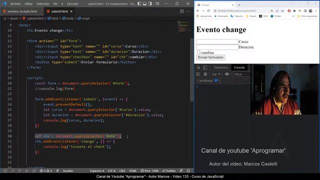 Aprogramar con JavaScript - 133 el evento change смотреть онлайн