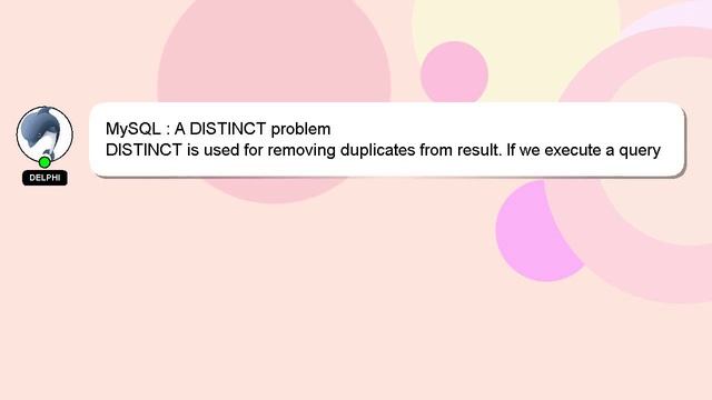 MySQL : A DISTINCT problem смотреть онлайн