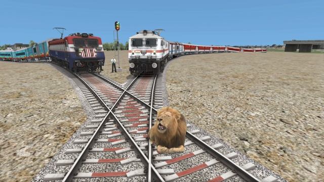 Two Trains vs Giant Lion?| Stops The Train - BeamNG.Drive смотреть онлайн