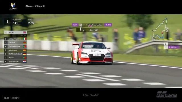 JOT381 GRAN TURISMO SPORT 050118 ALSACE II AUDI TT 3rd to 1st FASTEST LAP 3 LAPS 30th WIN смотреть онлайн
