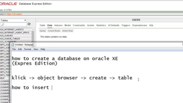 create table on oracle 10g XE смотреть онлайн