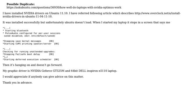Ubuntu: Ubuntu doesn t load after install NVIDIA graphic drivers смотреть онлайн