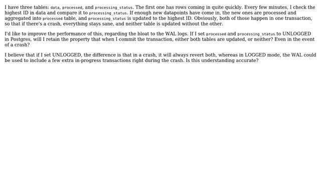 Databases: Question about postgres commits to table in UNLOGGED mode (2 Solutions!!) смотреть онлайн