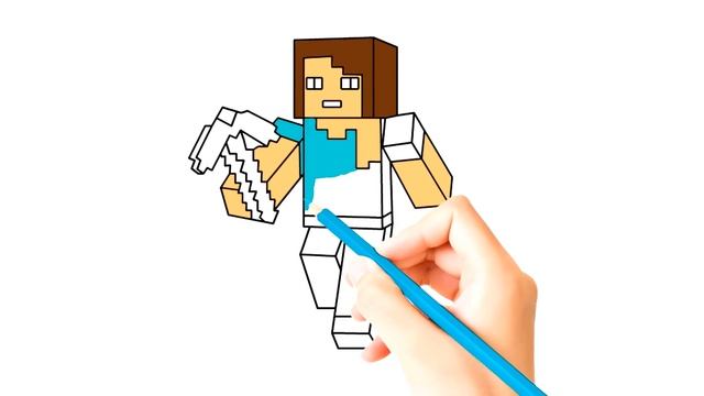 HOW TO DRAW STEVE FROM MINECRAFT | Coloring Pages For Kids - Coloring Book for Baby смотреть онлайн