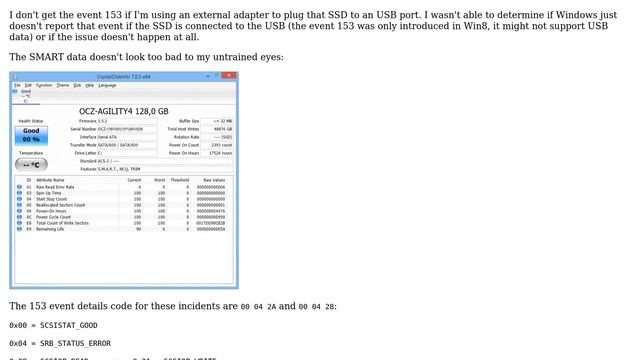 SSD Freezing With Event ID 153 (SRB_STATUS_ERROR)