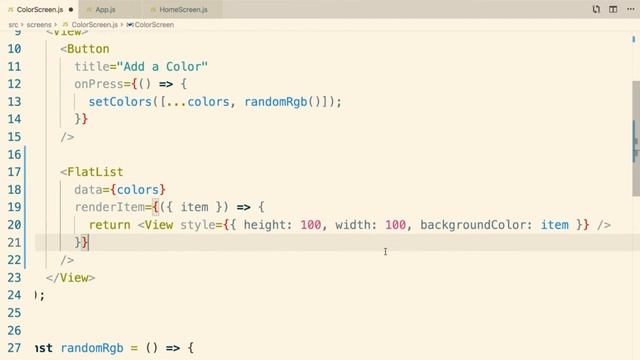 [React Native + Hooks] Showing Colors with a FlatList смотреть онлайн