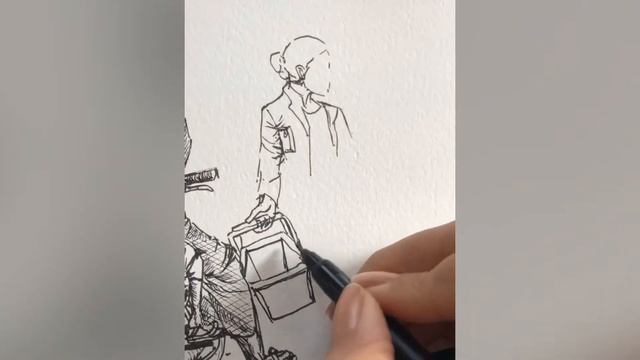 Sketching people / line and wash sketch/ watercolor sketch/ urban sketch смотреть онлайн
