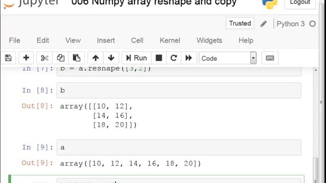 006 Numpy array reshape and copy смотреть онлайн