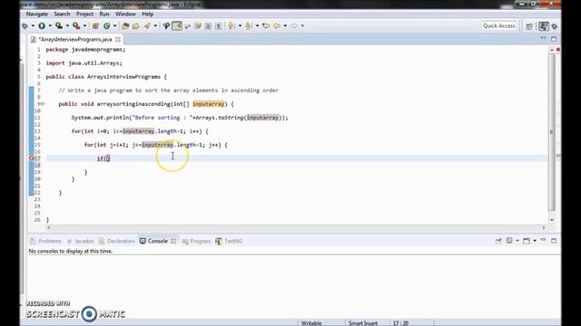Array sorting in ascending order | Java Interview Question and Answers смотреть онлайн