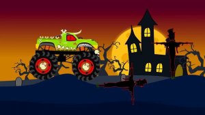 Halloween Monster Truck | Vehicles For Children _ Dinosaur Monster - cartoon animation