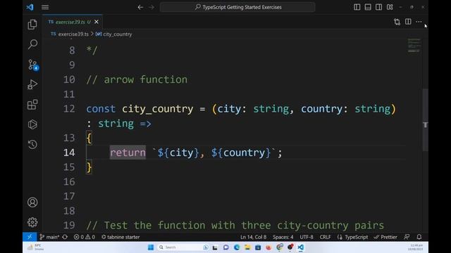 TypeScript basics exercise 39 - Cities: How to call a function in console.log()? смотреть онлайн