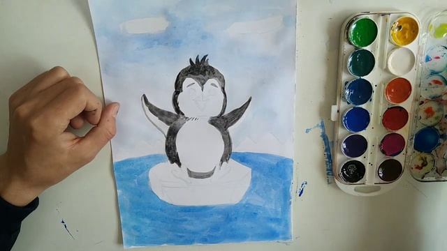 Пингвинның суретін салып үйрену, Учимся рисовать пингвина, Let's learn to draw a penguin , смотреть онлайн