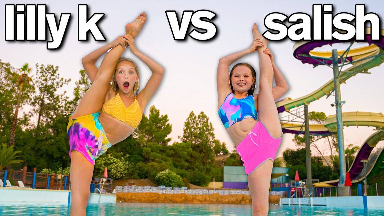 LAST TO LEAVE WATER PARK My Daughter Vs Lilly K *Extreme Gymnastics Challenge*