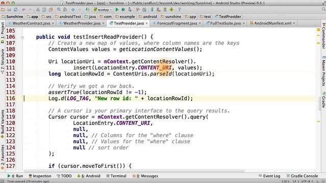 Coding the ContentProvider: Testing - Developing Android Apps смотреть онлайн