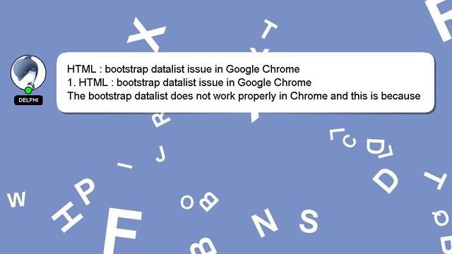 HTML : bootstrap datalist issue in Google Chrome смотреть онлайн