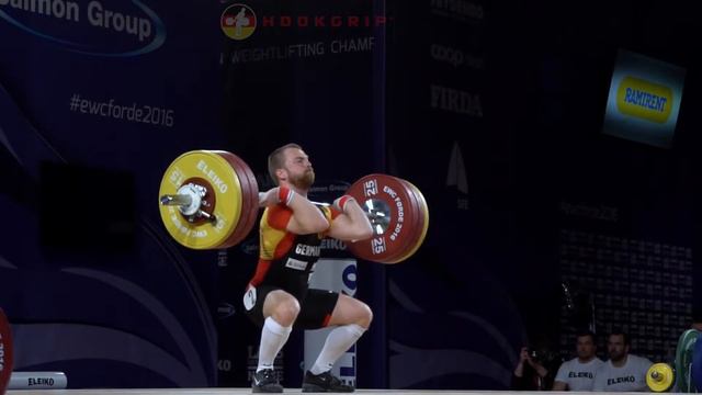 Simon Brandhuber (69) - 161kg Clean and Jerk @ 2016 European Championships смотреть онлайн