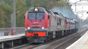 Сплотка тепловозов 2ТЭ25КМ-0386, 2М62-0482, ДМ62-1763 и ТЭП70-0319