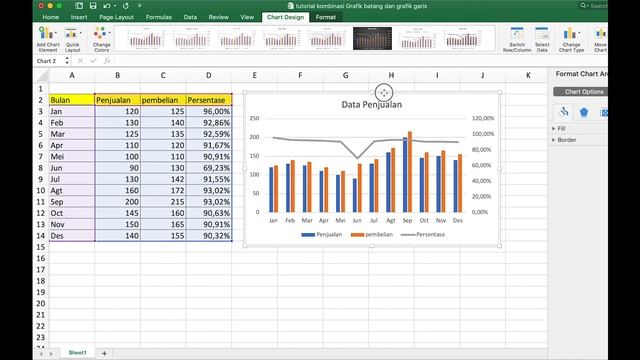 kombinasi Grafik Batang & garis 2 axis pada excel combo chart (bisa dalam 5 menit) смотреть онлайн