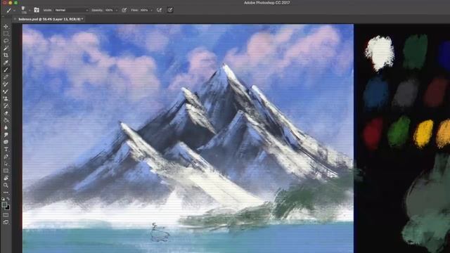 Bob Ross tries Painting in Photoshop | Landscape Digital Illustration Tutorial смотреть онлайн