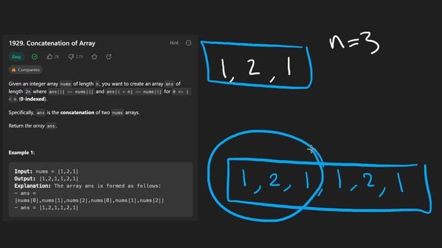 Concatenation of Array - Leetcode 1929 - Python смотреть онлайн