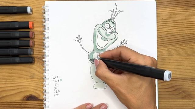 Как нарисовать Снеговика "Олова" карандашом и скетч маркерами | Рисунок для детей, поэтапно и легко смотреть онлайн