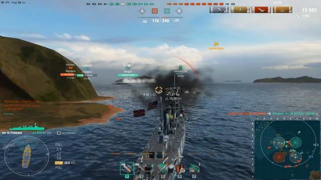 Американский крейсер Phoenix.Морской бой-8.Игра World Of Warships смотреть онлайн