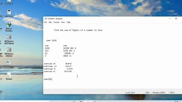 Find the sum of Digits of a number in Java смотреть онлайн