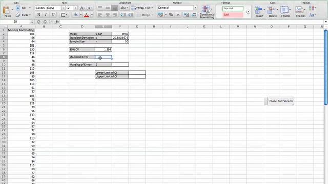 Confidence Interval For Quantitative Data Using Excel
