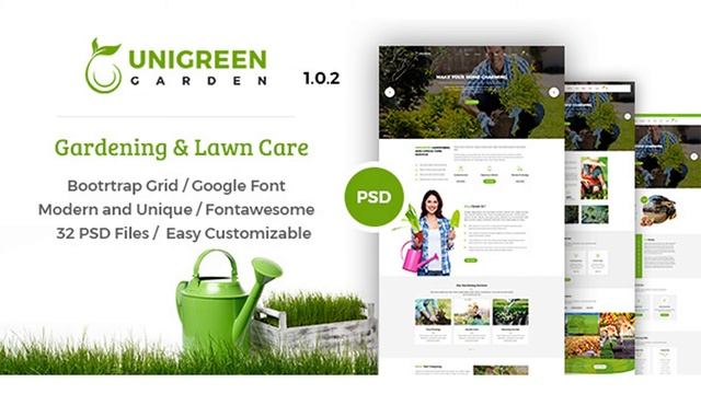 Unigreen - Gardening and Lawn Care Service PSD Template | Themeforest Website Templates and Themes смотреть онлайн