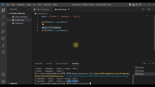 Python Set { } lar haqida gaplashmiz & Pythonda Type ( ) lar Quiz #4 Part #7 [Coding@Easy] смотреть онлайн