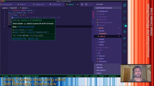 Linting Cypress code using ESLint and eslint-plugin-cypress смотреть онлайн