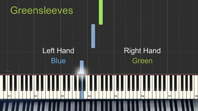 Learn the folk song Greensleeves on the piano. Easy hands separate arrangement for beginners. смотреть онлайн