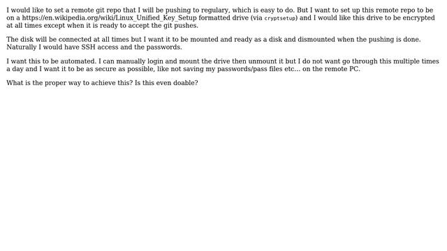 Setting up remote git repo that is on an encrypted drive? смотреть онлайн