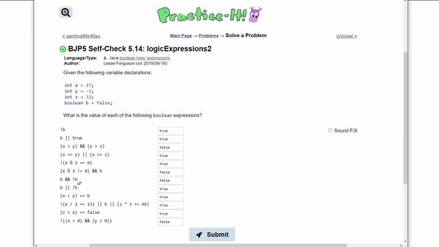 Java Practice It || 5.14 logicExpressions2 || Boolean logic expressions смотреть онлайн