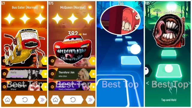 Tiles Hop Game play 5 ? ? Bus Eater ? Mcqueen Eater ? Train Eater ? Siren Head ? смотреть онлайн