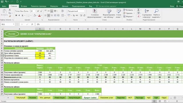 Бизнес-план кафе в Excel за 1.5 часа: 7 урок. Как запланировать выплаты по кредиту смотреть онлайн