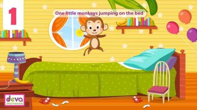 Five little monkeys jumping on the bed with lyrics ⒹⒺⓋⒶ Nursery Rhymes Collection смотреть онлайн