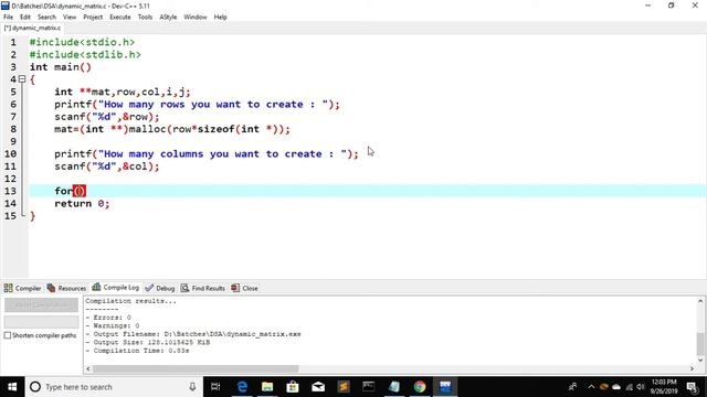 how to create matrix using malloc in c | dynamic matrix смотреть онлайн