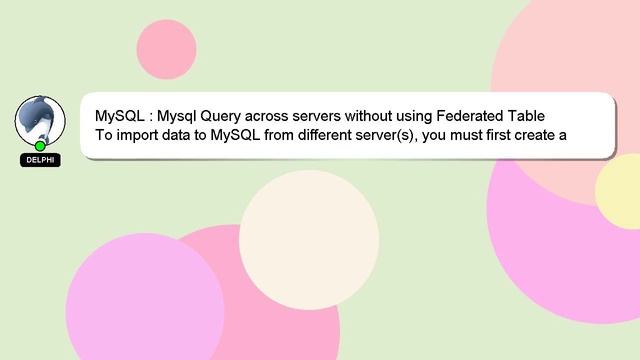 MySQL : Mysql Query across servers without using Federated Table смотреть онлайн