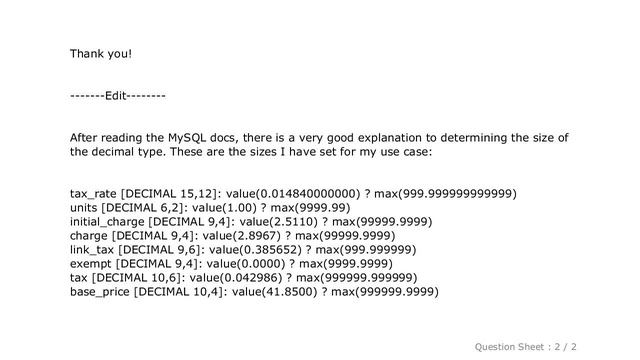 MySQL : MySQL: Size of decimal data type смотреть онлайн
