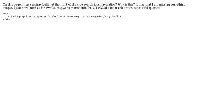 Wordpress: Why do I have stray bullet from ＜?php wp_list_categories＞? смотреть онлайн