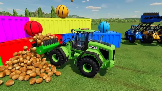 LOAD & TRANSPORT POTATOES WITH JCB WHEEL LOADER - Farming Simulator 22